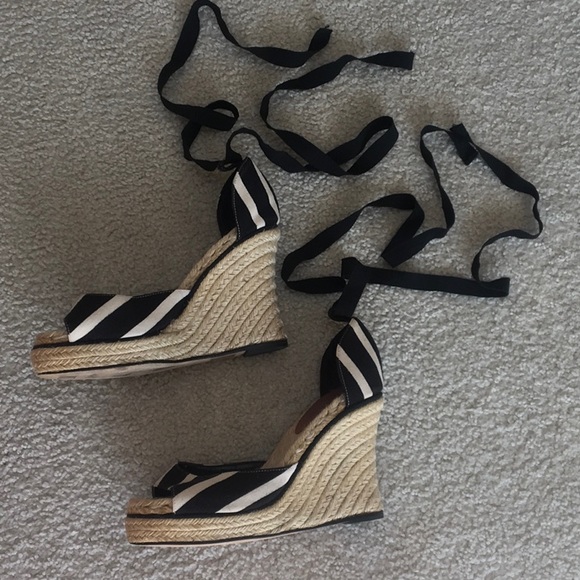 kate spade Shoes - KATE SPADE/B & W STRIPE ANKLE TIE ROPE ESPADRILLE